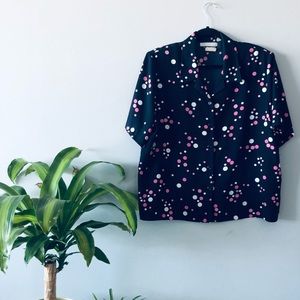 Vintage Polka Dot Button Down with Shoulder Pads